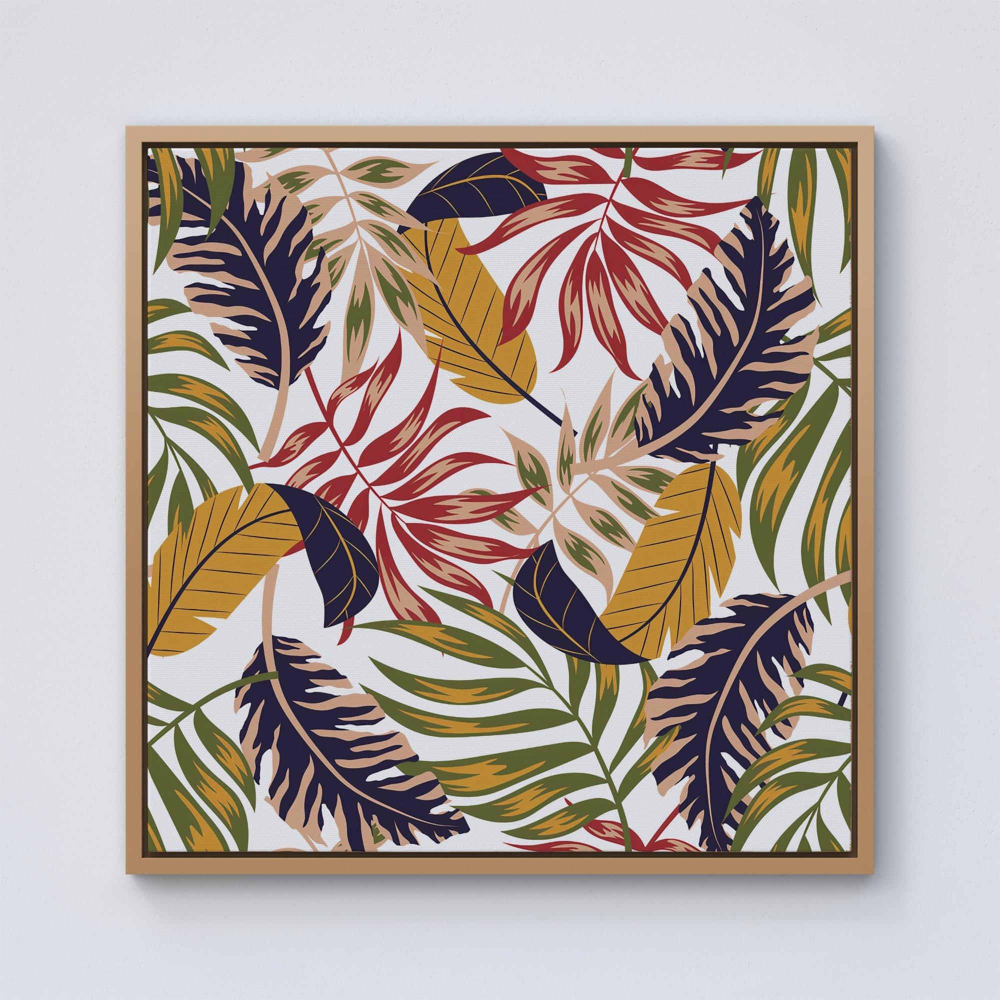 Hawaiian Style Jungle Leaves Framed Canvas